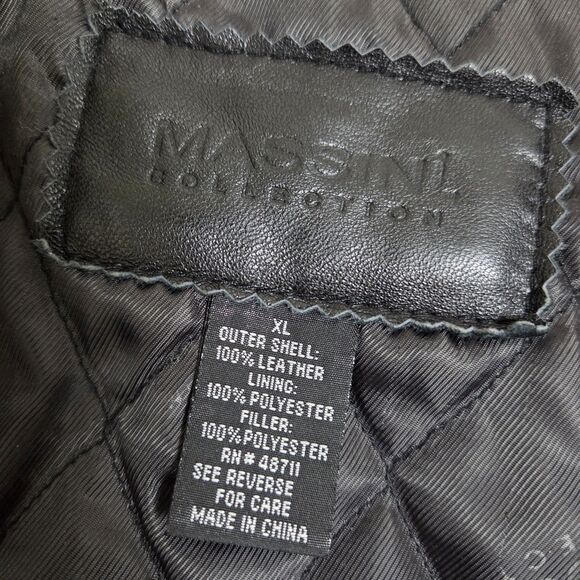 Massini Collection Soft Leather Car Coat Men's XL Black Button-Up Quilt Lining - Picture 7 of 13